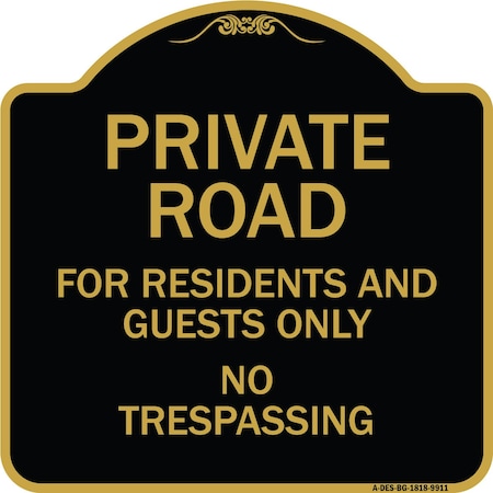 Signmission Designer Series-Private Road No Trespassing Or Soliciting With No Outlet Symbo, 18" H, BG-1818-9911 A-DES-BG-1818-9911